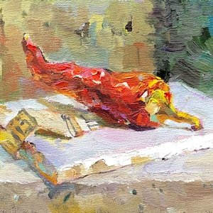 Pepper Painting Original Oil Painting Still Life Food Painting Vegetable Pepper Wall Art Vegetable Art Kitchen Artwork Food Art