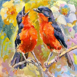 Bird Painting Small Oil Original Painting Handmade Bird Artwork Original Bird Wall Art Animal Painting Bird Wall Art Bird Lover Gift