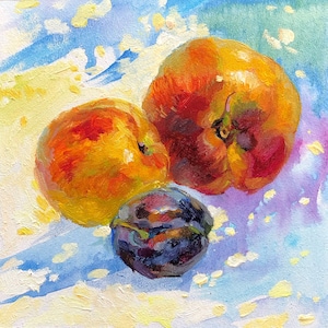 Fruit Still Life Oil Painting Original Handmade Fruit Wall Art Fruit Painting Kitchen Artwork Food Painting Best Friend Gift