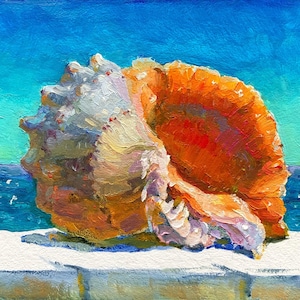 Seashell Painting Shell Original Oil Painting Seascape Seashell Art Original Coastal Wall Art Coastal Decor Ocean Art