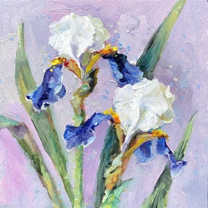 Iris Painting Original Oil Painting Flower Floral Painting Iris Art Palette Knife Art Mother Daughter Gift For Parents
