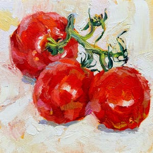 Tomato Painting Food Oil Painting Still Life Original Vegetable Painting Kitchen Tomato Artwork Food Kitchen Artwork
