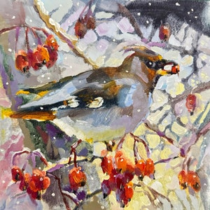 Blue Jay Painting Original Bird Painting Oil Small Painting Wildlife Bird Artwork Original Wildlife Artwork