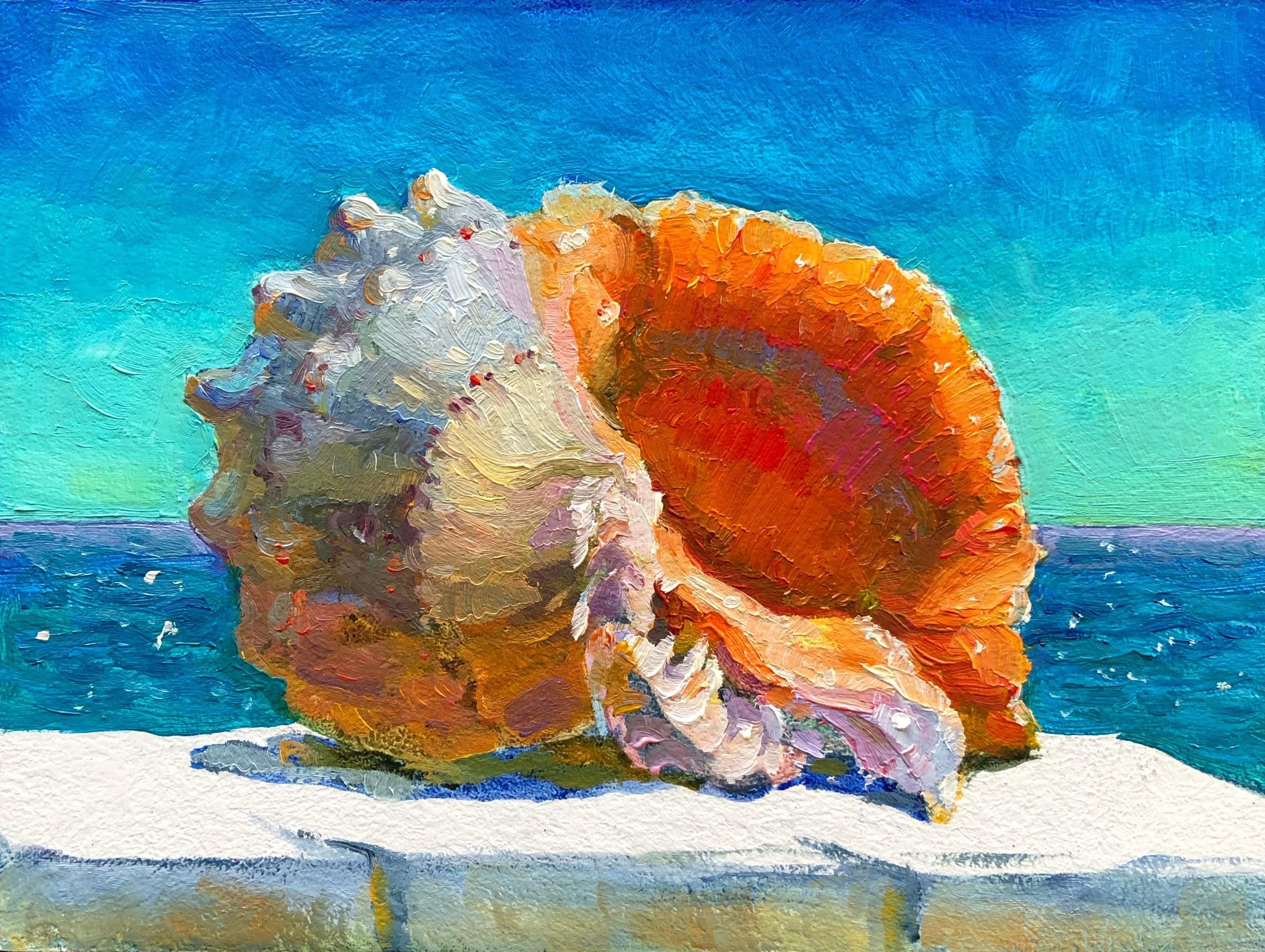 貝殻の絵画 シェル オリジナル油絵 海の景色 貝殻アート