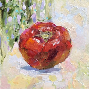 Tomato Painting Original Vegetable Painting Oil Food Painting Small Food Art Vegetable