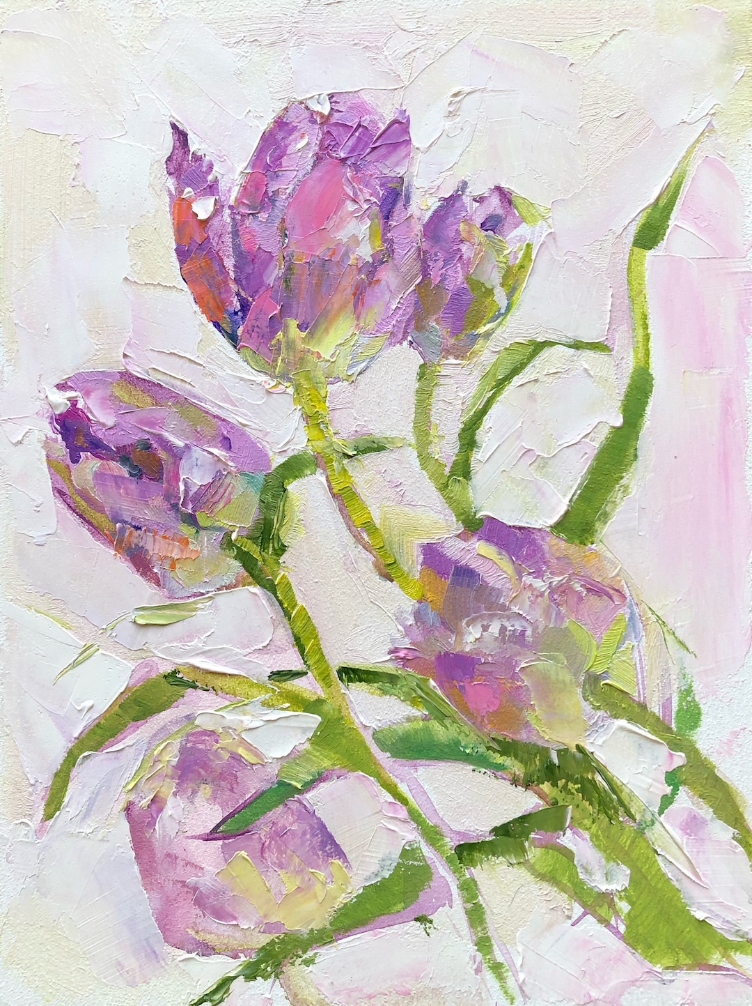 Tulip Oil Painting Original Floral Wall Art (7x9) - Etsy