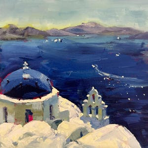 Greece Painting Original Santorini Painting Seascape Oil Painting Greek Islands Travel Painting Greece Artwork