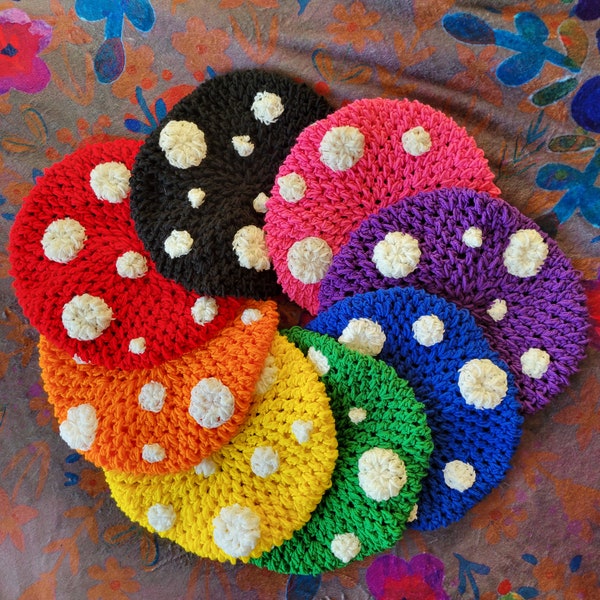 Mushroom Berets Hand Crochet Multiple Assorted Colors