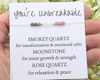 Crystal bracelet Anxiety bracelet Gemstone dainty bracelet Healing bracelet Protection bracelet Energy bracelet spiritual Silk bracelet