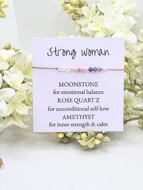 Strong Woman Gift for Woman Warrior bracelet Gift ideas for Mum/Daughter/Sister/Friend strength Gift Encouragement Gift Healing Crystals