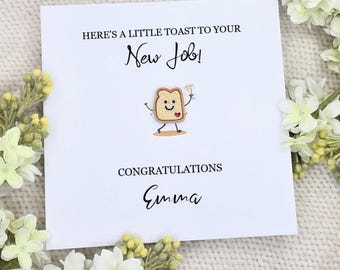 Here's a little toast to your New Job - personalized card