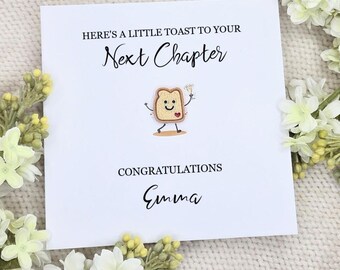 Here's a little toast to your Next Chapter - personalized card 3D toast