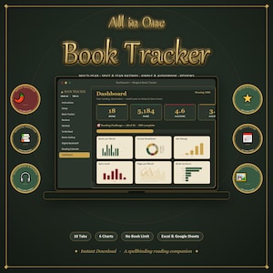Romantasy Book Tracker Spreadsheet for Excel & Google Sheets | Dark Academia Reading Tracker, Spice Tracker, Multi-Year Book Journal