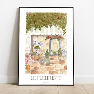 Aquarel bloemist voorkant, poster, aquarelprint, A4, A5, A6, illustratie, decoratie, cadeau, gratis verzending