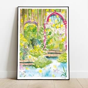 Cartel del bosque de hadas, acuarela, cartel de hadas, impresión de acuarela, impresión de arte, regalo, decoración, hecho a mano, entrega gratuita