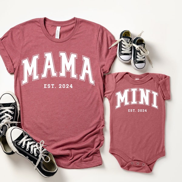 Mama and Mini Est Shirt, Mama Shirt, Mini Shirt, Mommy and Me Shirt, Mama Mini Est 2024 Shirt, Mother and Daughter, Mothers Day Gift