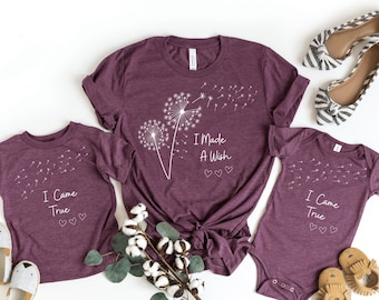 I Made a Wish I Came True Shirt, Mom Baby Matching Shirts, Matching Mom and Baby Dandelion Wishes Outfits, Mother's Day Gift