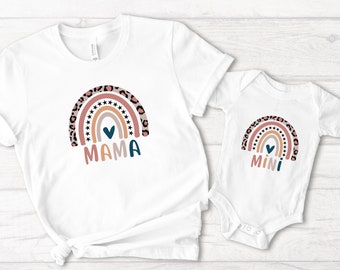 Mama Mini Rainbow Shirt, New Mom Shirt, Mother's Day Gift, Rainbow Mama Shirt, Mom And Me Matching Outfit, First Mother's Day Tee