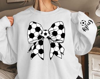 Custom Soccer Bow Sweatshirt, Coquette Game Day Outfit, Soccer Mom Hoodie