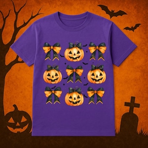 Coquette Pumpkin  Bow Halloween Shirt, Coquette Witch Pumpkin Black Bow Halloween Shirts, Cute Pumpkin Sweatshirt, Trendy Spooky Girl Sweat