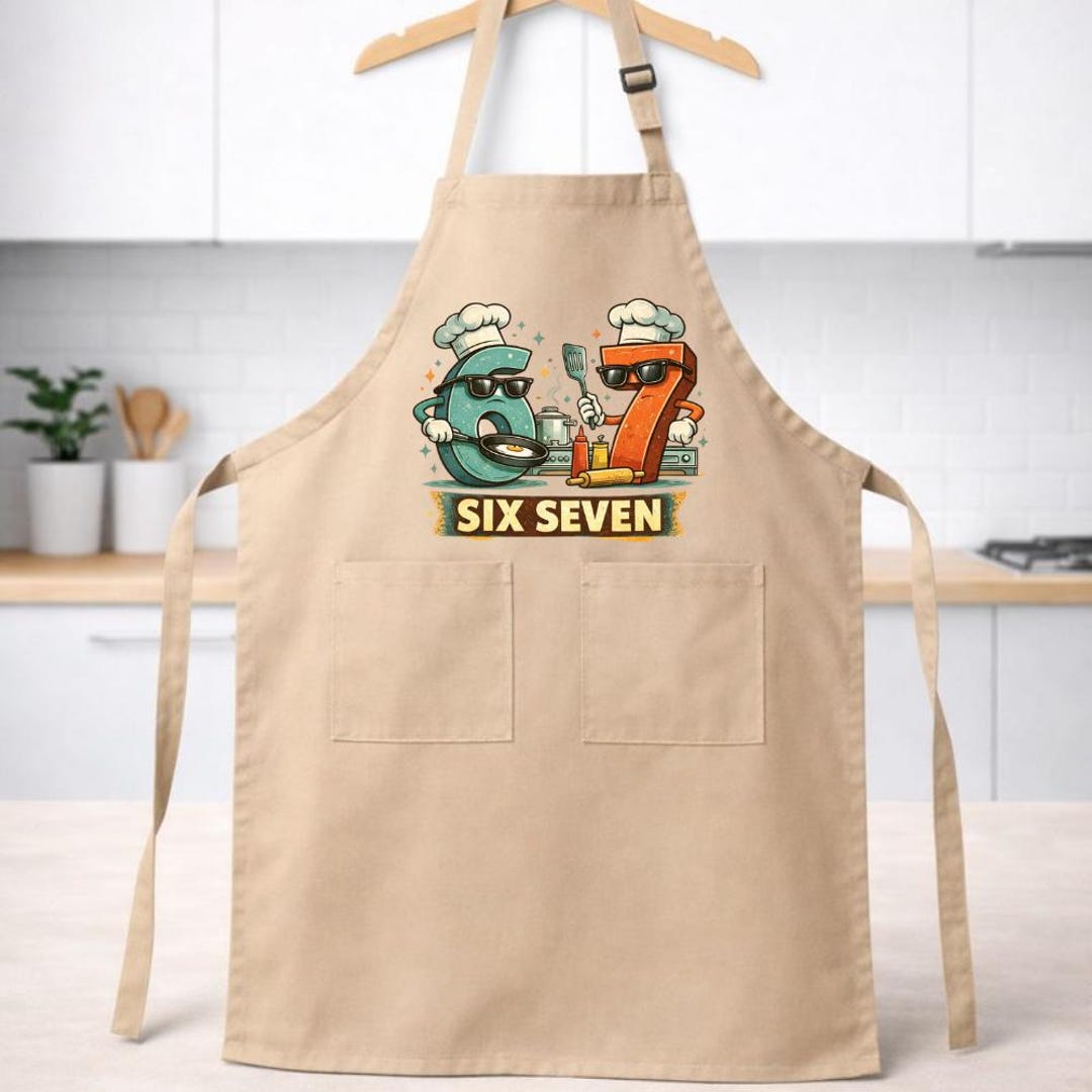 Six Seven Funny Cooking Apron, 67 Meme Chef Apron, Humor Cooking Gift ...