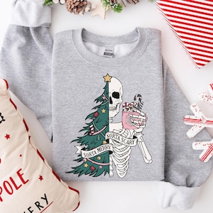 Skeleton Christmas T-Shirt, Funny Gothic Holiday Tee, Spooky Xmas Tree Shirt, Alternative Christmas Gift for Men & Women”
