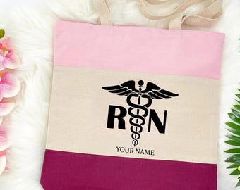 Custom Name Nurse Tote Bag, Registered Nurse Tote Bag, RN Graduation Gift