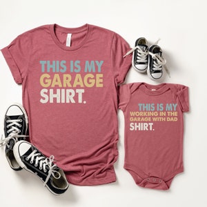 a shirt that says this is my garage shirt and a pair of sneakers