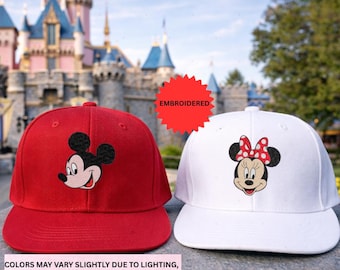 Embroidered Disney Mickey And Minnie Hat, Matching Disneyland Couple Baseball Cap, Park Trips Gift