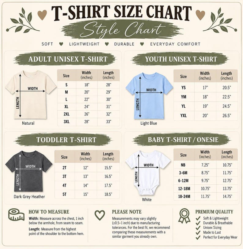 a t - shirt size chart for a baby boy