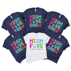 Girl 5th Birthday High Five Shirt, Fifth Birthday Shirt, 5 Years Old Shirt, Birthday Party Shirt, Birthday Crew
