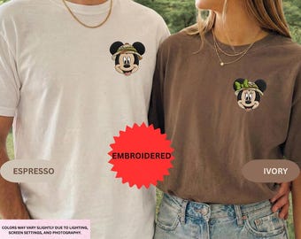 Disney Animal Kingdom Embroidered Shirt, Mickey Minnie Safari Couple TShirt, Donald Daisy Vacation Tee