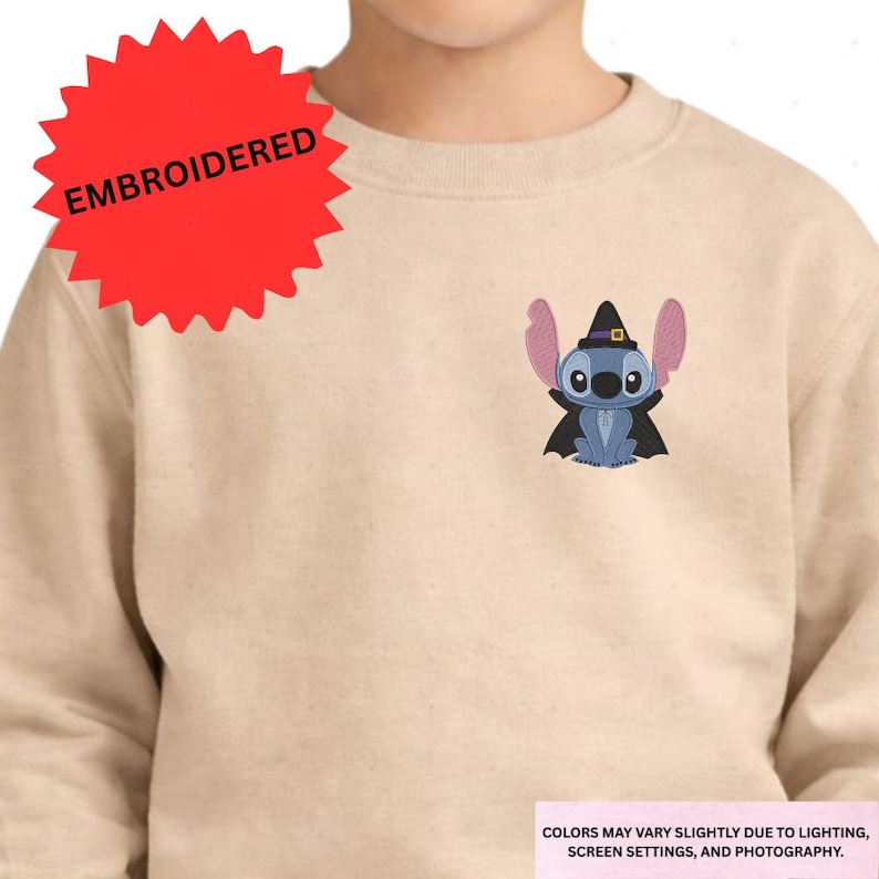 Embroidered character on a sweater