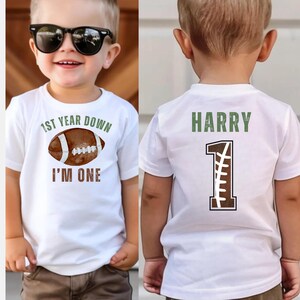 First Birthday Shirt, Boy 1st Birthday Gift, Boy Football Shirt, 1st Year Down I'm One Personalized Football Birthday Shirt