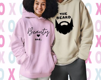 Beauty and The Bread Custom Hoodie, Funny Matching Couple Hoodys, Personalized Couples Gifts, Valentines Couple Initials, Anniversary Hoodie