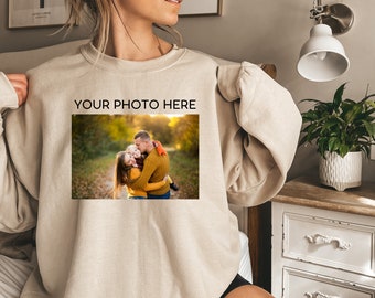 Sweat-shirt personnalisé avec photo et texte, Sweat photo personnalisé, Sweat à capuche avec texte personnalisé, Cadeau fête des mères, Cadeau fête des pères, Cadeau d'anniversaire personnalisé, Image