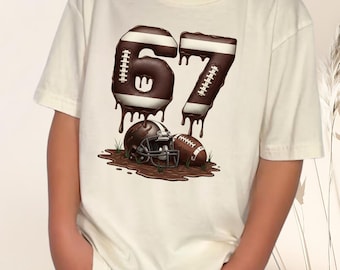6 7 American Football Shirt, Bruh 67 Youth Game Day Hoodie, Six Seven Sport Sweatshirt, Viral Donut Drip Tee