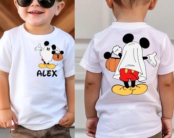 Mickey Halloween Toddler Shirt, Custom Mickey Halloween Kids TShirt, Ghost Mickey Halloween Front And Back Sweatshirt, Mickey Halloween Tee
