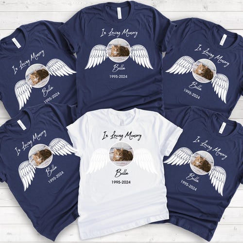 T-shirt commémoratif Ailes d'ange, In Loving Memory, Repose en paix, Funérailles et commémoration, Chemise photo par sublimation, Sweat-shirt RIP