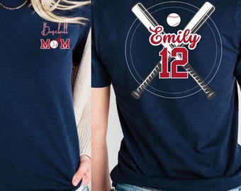 Custom Baseball Mom Shirt, Personalized Baseball TShirt, Custom Name And Number Baseball Tee, Game Day Mom Shirts, Senior Baseball Mama Gift
