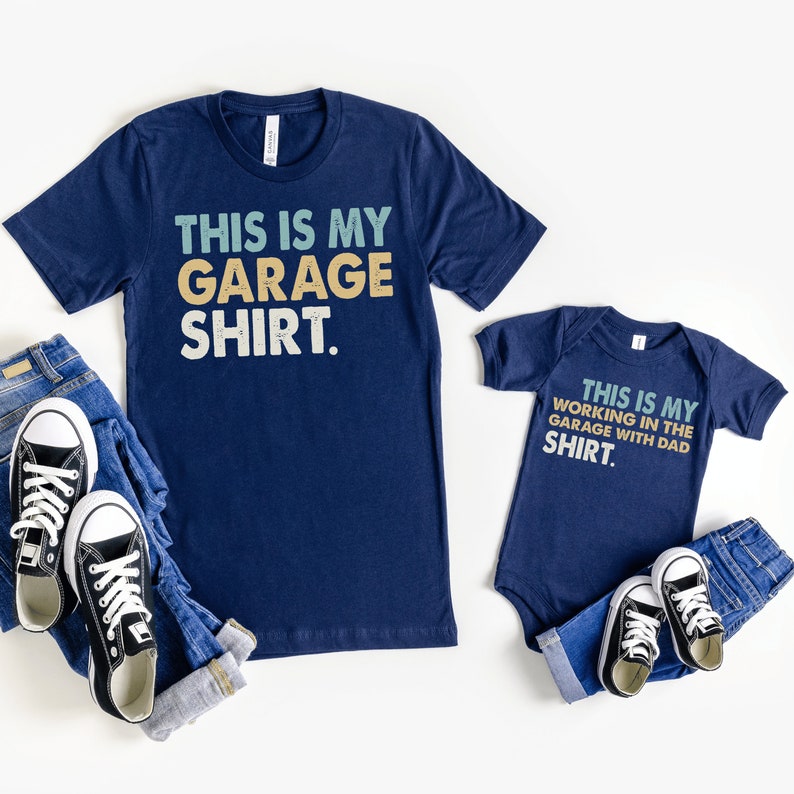 a couple of shirts that say this is my garage shirt