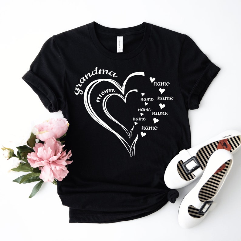 Custom Grandma Shirt, Personalized Mom Shirt, Grandma Heart Shirt, Nana ...