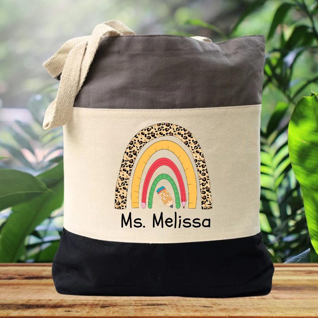 Custom Teacher Name Tote Bag, Personalized School Spirit Gift ...