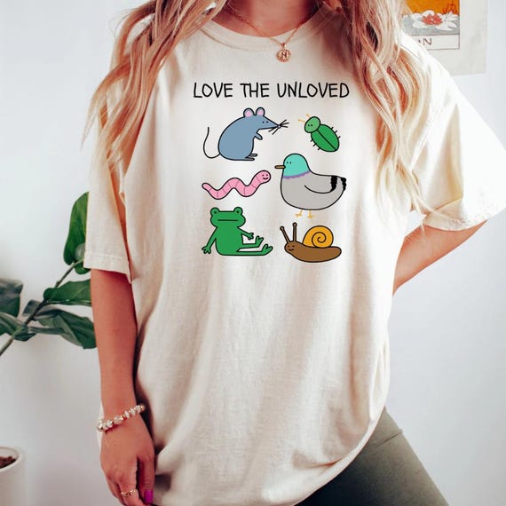 Love The Unloved Comfort Color Eco Friendly Shirt, Animal Tee With Pigeon Rat Frog Worm Snail Beetle, Love The Unloved Funny Animal T-Shirt