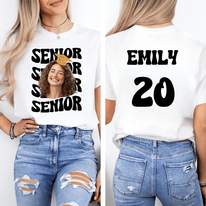 a woman wearing a t - shirt that says senior senior senior senior senior senior senior