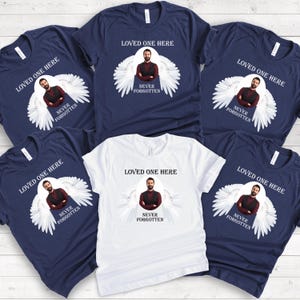 Angel Wings Memorial T-Shirt, In Loving Memory Shirt, Rest in Peace Shirt, Custom Funeral Shirt with Photo, Photo Memorial Family Tshirt