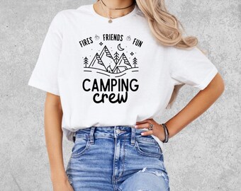 Camping Crew Shirts, Fires Friends Fun Camping Crew T-Shirt, Camping Lover Gift, Camping Squad,  Hiking Outdoor Shirt, Group Camping Tee
