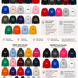 The image is a colorful collage of various adult and youth sweatshirts, showcasing different colors and styles.