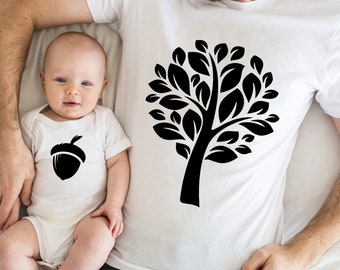 Dad and Baby Matching Shirts, Father Son Shirts, Oak Tree and Acorn Custom Shirts, Personalized Father’s Day Gift, Funny Father's Day Tshirt