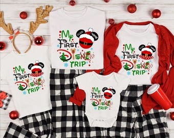 My First Disney Trip 2025 Shirt, Custom First Disney Sweatshirt, Matching Disney Christmas Group T-Shirt, Christmas Disney Family Tees